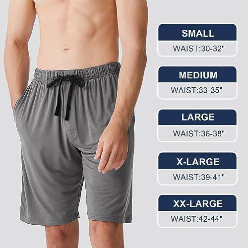 BAMBOO COOL Men's Pajama bottoms Lounge Sleep Shorts Bamboo Viscose Soft Comfortable Breathable Shorts with Pockets 2 Pack - SHOP NO2CO2