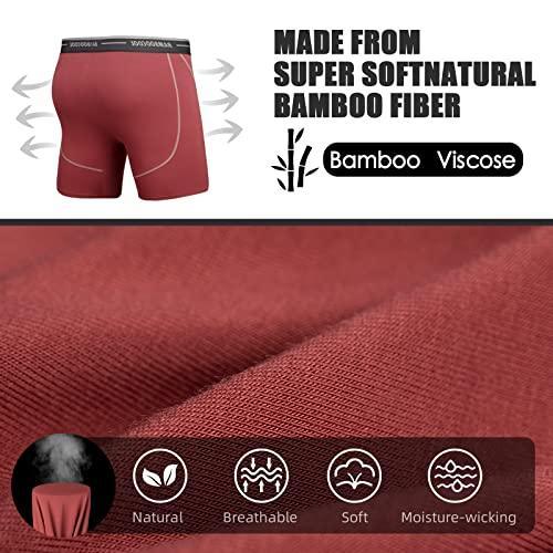 BAMBOO COOL Men's Underwear Boxer Briefs Soft Breathable Performance Bamboo Viscose for Comfortable Everyday Wear 4 Pack - SHOP NO2CO2