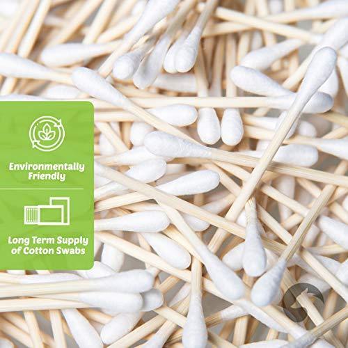 Bamboo Cotton Swabs 500 Count | Biodegradable & Organic Wooden Cotton Buds | Double Tipped Ear Sticks | 100% Eco-Friendly & Natural | Perfect for Ear Wax Removal, Arts & Crafts, Removing Dust & Dirt… - SHOP NO2CO2