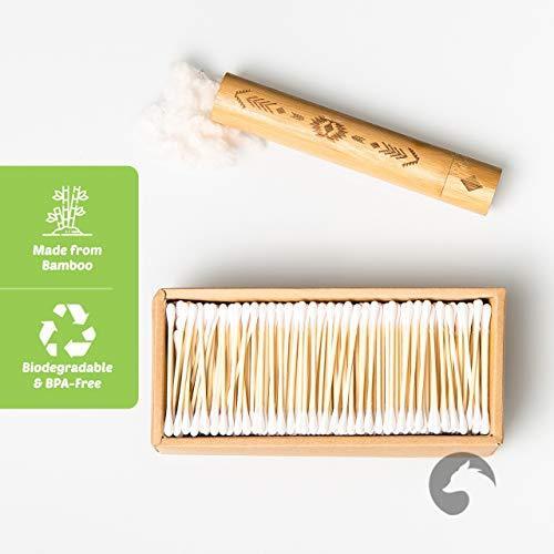 Bamboo Cotton Swabs 500 Count | Biodegradable & Organic Wooden Cotton Buds | Double Tipped Ear Sticks | 100% Eco-Friendly & Natural | Perfect for Ear Wax Removal, Arts & Crafts, Removing Dust & Dirt… - SHOP NO2CO2