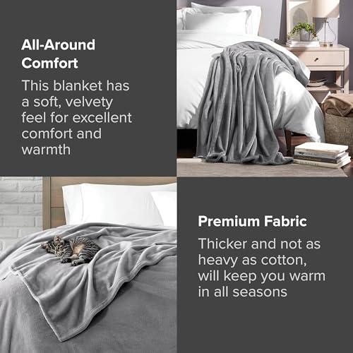 Bare Home Fleece Blanket - Throw Travel Blanket - Grey - Lightweight Blanket for Bed, Sofa, Couch, Camping, and Travel - Microplush - Ultra Soft Warm Blanket (Throw/Travel, Grey) - SHOP NO2CO2