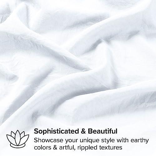 Bare Home Sandwashed Queen Sheet Set - Premium 1800 Ultra-Soft Microfiber Queen Bed Sheets - Incredible Softness - Deep Pocket - Bedding Sheets & Pillowcases (Queen, Sandwashed White) - SHOP NO2CO2