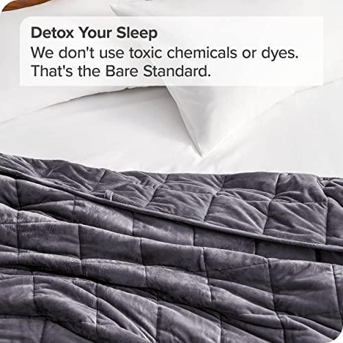 Bare Home Weighted Blanket Queen Size 17lb (60" x 80") for Adults - Minky Fleece - Premium Heavy Blanket Nontoxic Glass Beads (Eggplant, 60"x80") - SHOP NO2CO2