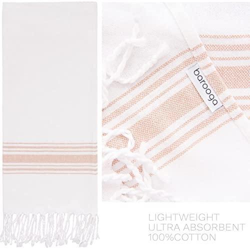 BAROOGA Hand Towels for Bathroom (Set of 3) Turkish Kitchen Towels, Farmhouse Towels for Kitchen, Fringe Tea Dish Cloth Set, Quick Dry and Highly Absorbent (18 x 38 inches) (Onion) - SHOP NO2CO2