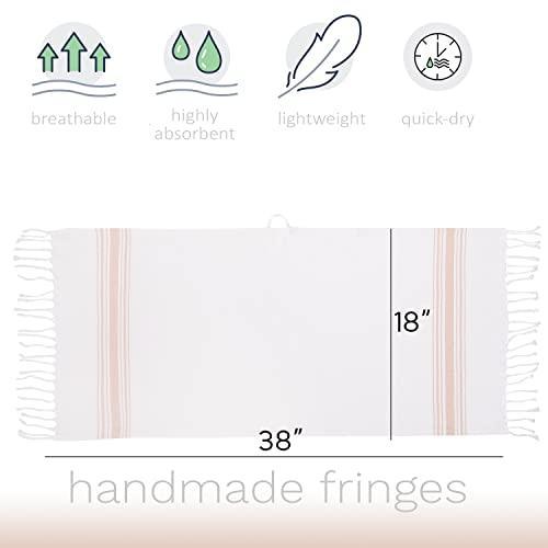 BAROOGA Hand Towels for Bathroom (Set of 3) Turkish Kitchen Towels, Farmhouse Towels for Kitchen, Fringe Tea Dish Cloth Set, Quick Dry and Highly Absorbent (18 x 38 inches) (Onion) - SHOP NO2CO2