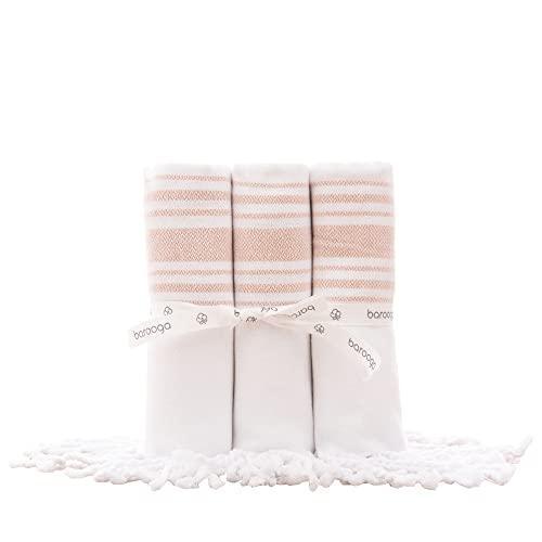 BAROOGA Hand Towels for Bathroom (Set of 3) Turkish Kitchen Towels, Farmhouse Towels for Kitchen, Fringe Tea Dish Cloth Set, Quick Dry and Highly Absorbent (18 x 38 inches) (Onion) - SHOP NO2CO2