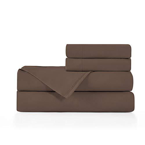 BASIC CHOICE Brushed Microfiber Bed Sheet Set, Brown, Queen, 4 Pieces - SHOP NO2CO2