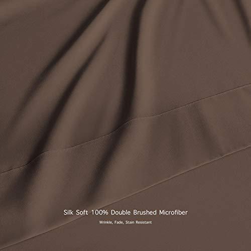 BASIC CHOICE Brushed Microfiber Bed Sheet Set, Brown, Queen, 4 Pieces - SHOP NO2CO2