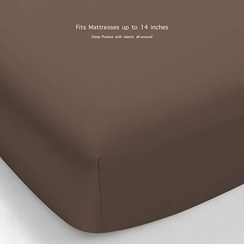 BASIC CHOICE Brushed Microfiber Bed Sheet Set, Brown, Queen, 4 Pieces - SHOP NO2CO2