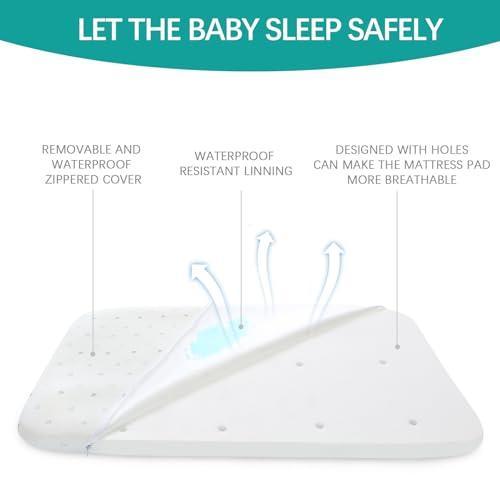 Bassinet Mattress Pad 33" x 20" Fits Mika Micky, Baby Delight, Koolerthings and Other Bedside Sleeper Bassinet, Waterproof Lining Breathable Soft, Baby Foam with Removable Zippered Cover - SHOP NO2CO2