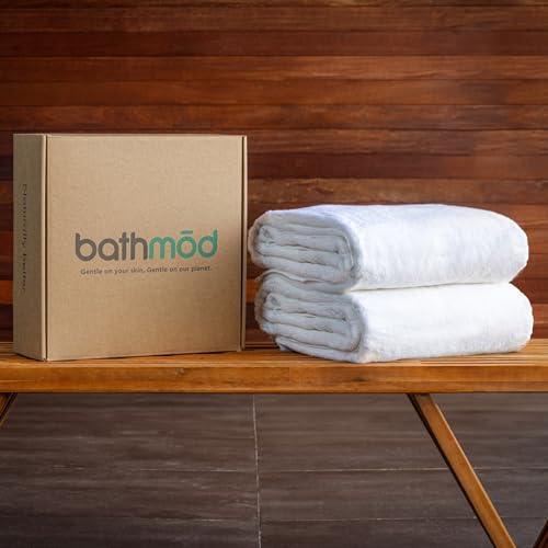 BATHMOD Luxury Organic Beach Towels, Bath Sheets, GOTS Certified, XL, 2-Pack, Eco-White - SHOP NO2CO2