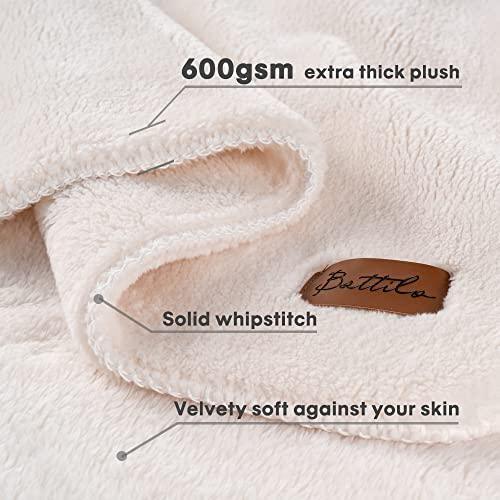 BATTILO HOME Christmas White Cream Throw Blanket for Couch, Thick Flannel Blanket Heavyweight Fleece Blankets for Sofa Bed, Super Soft Cozy Mink Blanket, Neutral Throw Blanket, 50"x60" - SHOP NO2CO2