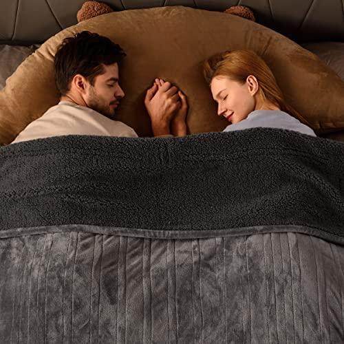 Bearhug [New Launch] Electric Blanket Queen Size 84" x 90", Dual Controllers Heated Blanket, Velvet/Sherpa, 10-Heating Level & 1-12H Auto Off, Over-Heat Protect, ETL, Machine Washable - SHOP NO2CO2