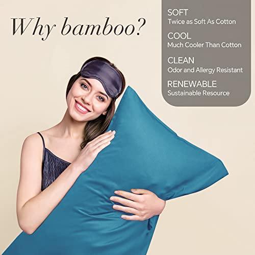 BEDELITE Pillow Cases Standard Size Set of 2, Rayon Derived from Bamboo, Cooling Pillow Cases for Hot Sleepers & Night Sweats, Breathable Silky Soft Envelope Pillowcases(Teal, 20"x26") - SHOP NO2CO2