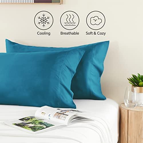 BEDELITE Pillow Cases Standard Size Set of 2, Rayon Derived from Bamboo, Cooling Pillow Cases for Hot Sleepers & Night Sweats, Breathable Silky Soft Envelope Pillowcases(Teal, 20"x26") - SHOP NO2CO2