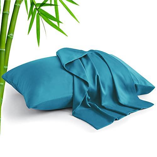 BEDELITE Pillow Cases Standard Size Set of 2, Rayon Derived from Bamboo, Cooling Pillow Cases for Hot Sleepers & Night Sweats, Breathable Silky Soft Envelope Pillowcases(Teal, 20"x26") - SHOP NO2CO2