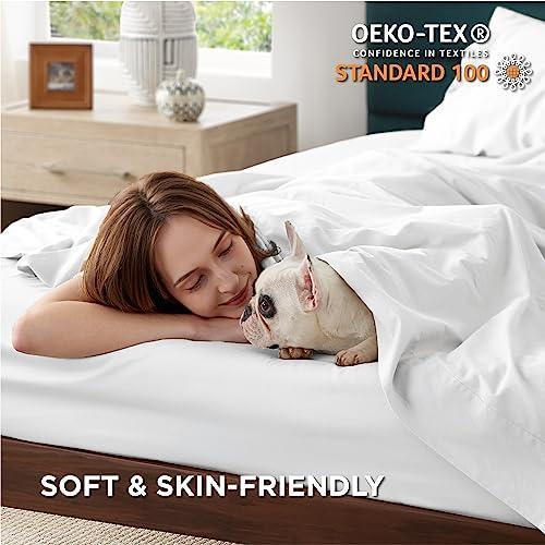 Bedsure 100% Cotton Sheets King Size - Soft Percale Sheets, 4 Pieces White Sheet Set, Breathable Cooling King Sheets, Cotton Bed Sheets with Deep Pocket Up to 16", Bedding Sheets & Pillowcases - SHOP NO2CO2