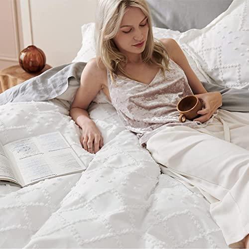 Bedsure Boho Cal King Duvet Cover - Cal King Size Duvet Cover, Cal King Boho Bedding for All Seasons, 3 Pieces Embroidery Shabby Chic Home Bedding Duvet Cover (White, Cal King, 104x98) - SHOP NO2CO2