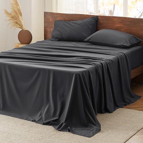 Bedsure Brushed Flannel Sheets King Size, 100% Cotton Sheets for King Size Bed, Extra Soft Charcoal Grey Sheets, Warm Bed Sheets with Deep Pocket up to 16", 4 Pieces Bedding Sheets & Pillowcases - SHOP NO2CO2