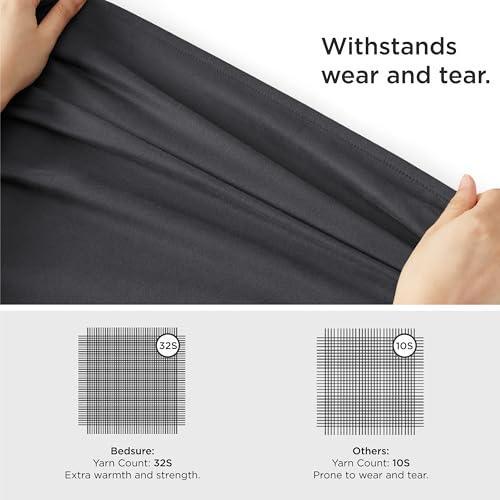 Bedsure Brushed Flannel Sheets King Size, 100% Cotton Sheets for King Size Bed, Extra Soft Charcoal Grey Sheets, Warm Bed Sheets with Deep Pocket up to 16", 4 Pieces Bedding Sheets & Pillowcases - SHOP NO2CO2