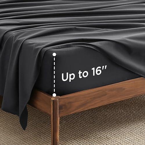 Bedsure Brushed Flannel Sheets King Size, 100% Cotton Sheets for King Size Bed, Extra Soft Charcoal Grey Sheets, Warm Bed Sheets with Deep Pocket up to 16", 4 Pieces Bedding Sheets & Pillowcases - SHOP NO2CO2