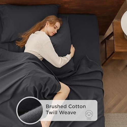 Bedsure Brushed Flannel Sheets King Size, 100% Cotton Sheets for King Size Bed, Extra Soft Charcoal Grey Sheets, Warm Bed Sheets with Deep Pocket up to 16", 4 Pieces Bedding Sheets & Pillowcases - SHOP NO2CO2