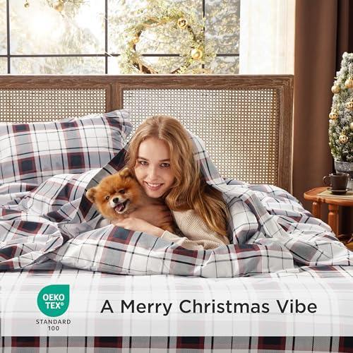 Bedsure Brushed Flannel Sheets Twin Size, 100% Cotton Twin Sheets Set, Extra Soft Christmas Sheets, Warm Bed Sheets with Deep Pocket up to 16", 3 Pieces Bedding Sheets & Pillowcases (Tartan Plaid) - SHOP NO2CO2