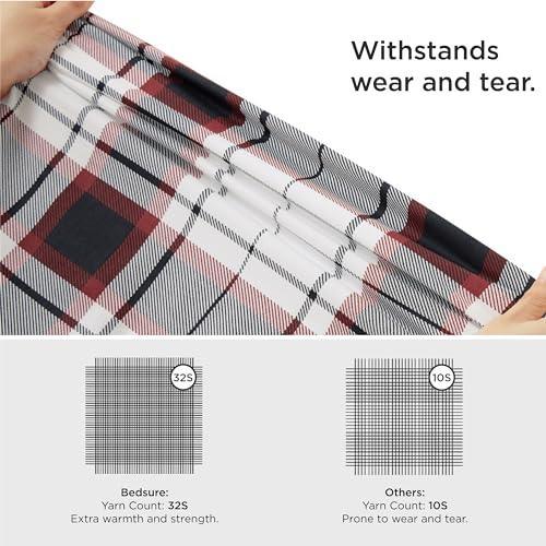 Bedsure Brushed Flannel Sheets Twin Size, 100% Cotton Twin Sheets Set, Extra Soft Christmas Sheets, Warm Bed Sheets with Deep Pocket up to 16", 3 Pieces Bedding Sheets & Pillowcases (Tartan Plaid) - SHOP NO2CO2