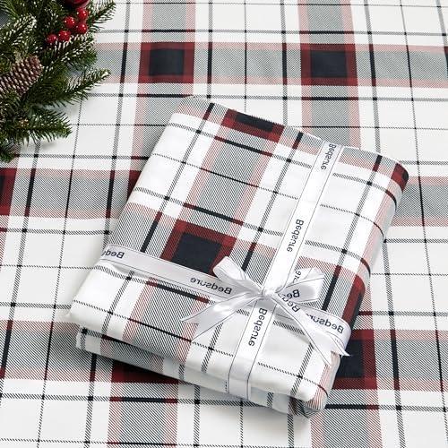 Bedsure Brushed Flannel Sheets Twin Size, 100% Cotton Twin Sheets Set, Extra Soft Christmas Sheets, Warm Bed Sheets with Deep Pocket up to 16", 3 Pieces Bedding Sheets & Pillowcases (Tartan Plaid) - SHOP NO2CO2