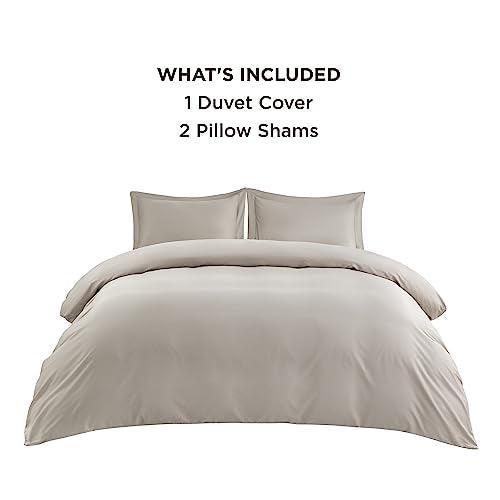 Bedsure Cooling Duvet Cover Queen - Silky and Breathable Eucalyptus Lyocell Cotton Hybrid Comforter Cover Set for Hot Sleeper - Hypoallergenic and Moisture Wicking Cooling Bedding Set, Sand - SHOP NO2CO2