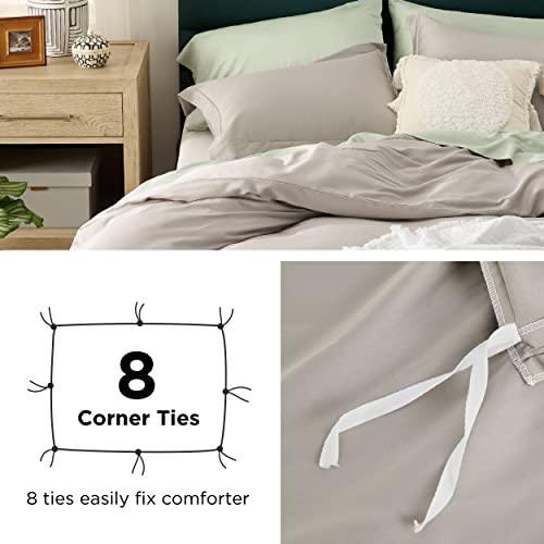 Bedsure Cooling Duvet Cover Queen - Silky and Breathable Eucalyptus Lyocell Cotton Hybrid Comforter Cover Set for Hot Sleeper - Hypoallergenic and Moisture Wicking Cooling Bedding Set, Sand - SHOP NO2CO2