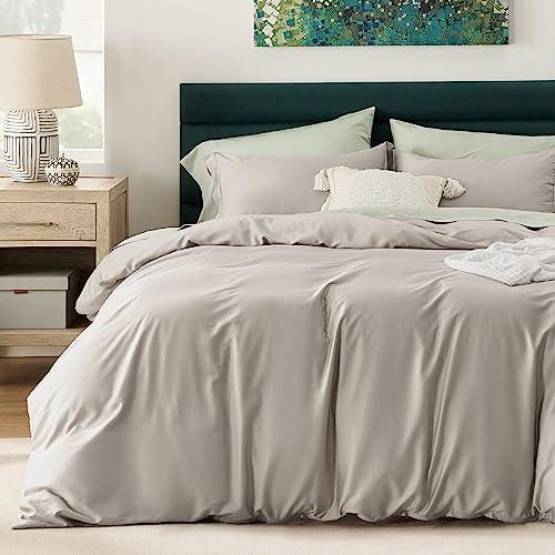 Bedsure Cooling Duvet Cover Queen - Silky and Breathable Eucalyptus Lyocell Cotton Hybrid Comforter Cover Set for Hot Sleeper - Hypoallergenic and Moisture Wicking Cooling Bedding Set, Sand - SHOP NO2CO2