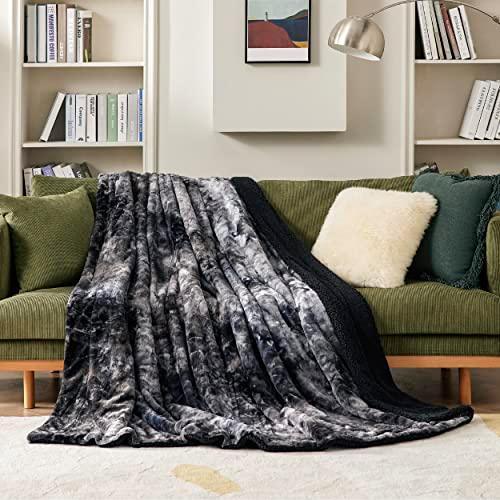 Bedsure Fuzzy Blanket for Couch - Black, Soft and Comfy Sherpa, Plush and Furry Faux Fur, Reversible Throw Blankets for Sofa and Bed, 50x60 Inches - SHOP NO2CO2