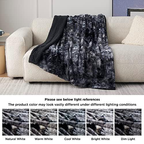 Bedsure Fuzzy Blanket for Couch - Black, Soft and Comfy Sherpa, Plush and Furry Faux Fur, Reversible Throw Blankets for Sofa and Bed, 50x60 Inches - SHOP NO2CO2