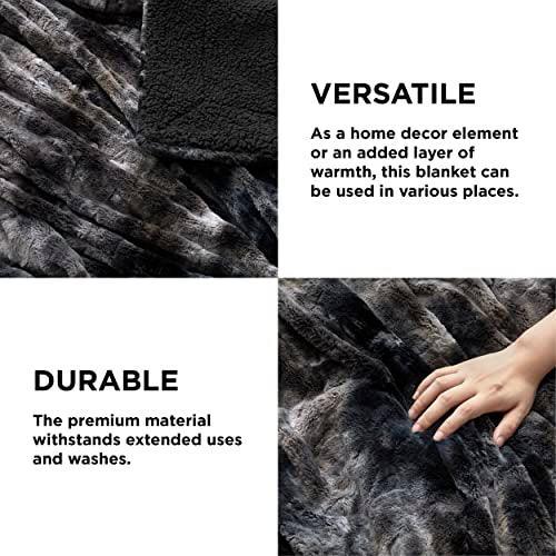 Bedsure Fuzzy Blanket for Couch - Black, Soft and Comfy Sherpa, Plush and Furry Faux Fur, Reversible Throw Blankets for Sofa and Bed, 50x60 Inches - SHOP NO2CO2