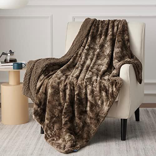 Bedsure Fuzzy Blanket Twin Size - Brown, Soft and Comfy Sherpa, Plush and Furry Faux Fur, Reversible Twin Blankets for Couch, Sofa and Bed, 60x80 Inches - SHOP NO2CO2