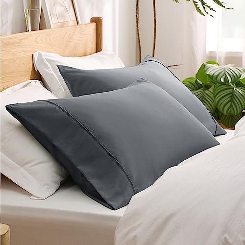 Bedsure Queen Pillow Cases Set of 2 - Dark Grey Polyester Microfiber Pillowcase 2 Pack, Super Soft and Cozy Pillow Case Covers with Envelop Closure, 20x30 Inches - SHOP NO2CO2