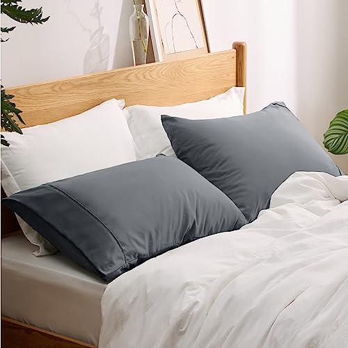 Bedsure Queen Pillow Cases Set of 2 - Dark Grey Polyester Microfiber Pillowcase 2 Pack, Super Soft and Cozy Pillow Case Covers with Envelop Closure, 20x30 Inches - SHOP NO2CO2