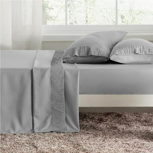 Bedsure Queen Sheet Set - Soft Sheets for Queen Size Bed, 4 Pieces Hotel Luxury Grey Queen Sheets, Easy Care Polyester Microfiber Cooling Bed Sheet Set - SHOP NO2CO2