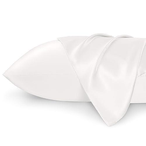 Bedsure Satin Pillowcase for Hair and Skin Queen - Ivory Silky Pillowcase 2 Pack 20x30 Inches - Satin Pillow Cases Set of 2 with Envelope Closure, Similar to Silk Pillow Cases, Gifts for Women Men - SHOP NO2CO2