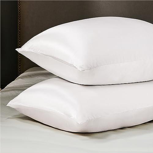 Bedsure Satin Pillowcase for Hair and Skin Queen - Ivory Silky Pillowcase 2 Pack 20x30 Inches - Satin Pillow Cases Set of 2 with Envelope Closure, Similar to Silk Pillow Cases, Gifts for Women Men - SHOP NO2CO2