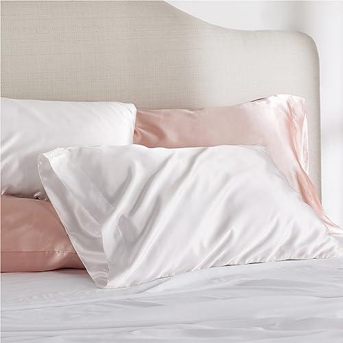 Bedsure Satin Pillowcase for Hair and Skin Queen - Ivory Silky Pillowcase 2 Pack 20x30 Inches - Satin Pillow Cases Set of 2 with Envelope Closure, Similar to Silk Pillow Cases, Gifts for Women Men - SHOP NO2CO2