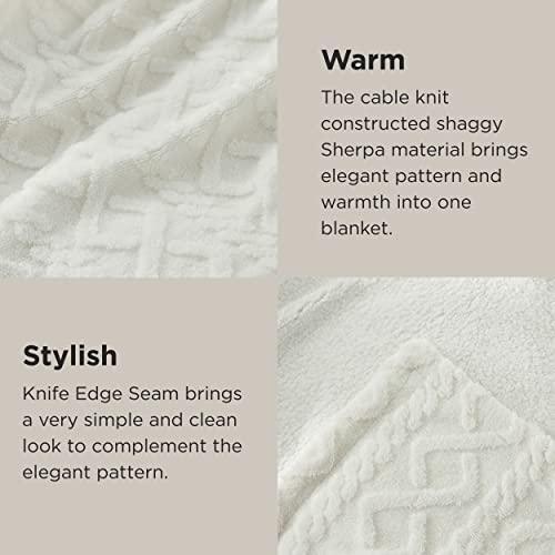 Bedsure Sherpa Throw Blanket for Couch Sofa - Fuzzy Soft Cozy Blanket for Bed, Fleece Thick Warm Blanket for Winter, Cream Fall Throw Blanket, 50x60 Inches - SHOP NO2CO2