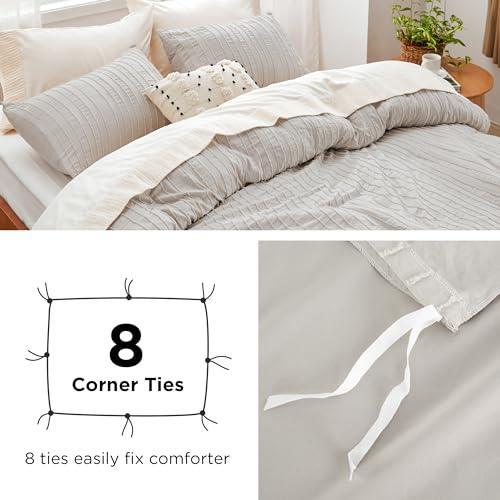 Bedsure Striped Tufted Duvet Cover King Size - Shabby Chic Duvet Cover, 3pcs All-Season Boho Bedding for All Seasons, Includes 1 King Duvet Cover & 2 Pillowcases (White, King, 104"x90") - SHOP NO2CO2