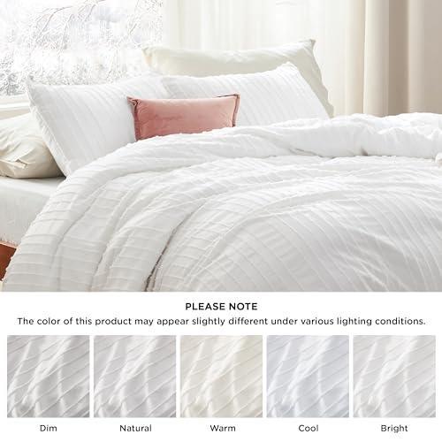 Bedsure Striped Tufted Duvet Cover King Size - Shabby Chic Duvet Cover, 3pcs All-Season Boho Bedding for All Seasons, Includes 1 King Duvet Cover & 2 Pillowcases (White, King, 104"x90") - SHOP NO2CO2