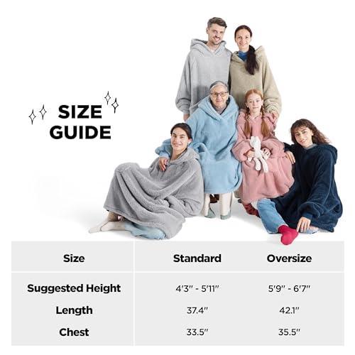 Bedsure Wearable Blanket Hoodie for Women - Cozy Sherpa Hoodie Blanket for Adult Men, Warm Hooded Blanket Sweatshirt with Pockets as Gifts for Girlfriend - SHOP NO2CO2