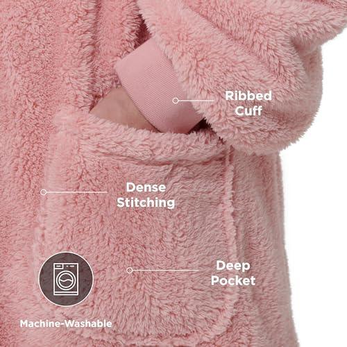 Bedsure Wearable Blanket Hoodie for Women - Cozy Sherpa Hoodie Blanket for Adult Men, Warm Hooded Blanket Sweatshirt with Pockets as Gifts for Girlfriend - SHOP NO2CO2