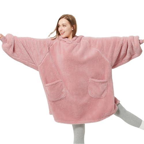 Bedsure Wearable Blanket Hoodie for Women - Cozy Sherpa Hoodie Blanket for Adult Men, Warm Hooded Blanket Sweatshirt with Pockets as Gifts for Girlfriend - SHOP NO2CO2