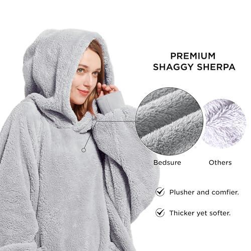 Bedsure Wearable Blanket Hoodie Gifts for Women - Cozy Sherpa Hoodie Blanket Men, Warm Hooded Blanket Sweatshirt with Pockets for Adults - SHOP NO2CO2