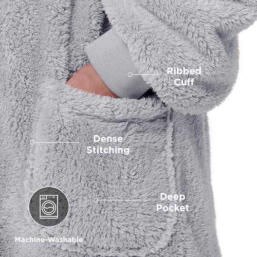 Bedsure Wearable Blanket Hoodie Gifts for Women - Cozy Sherpa Hoodie Blanket Men, Warm Hooded Blanket Sweatshirt with Pockets for Adults - SHOP NO2CO2